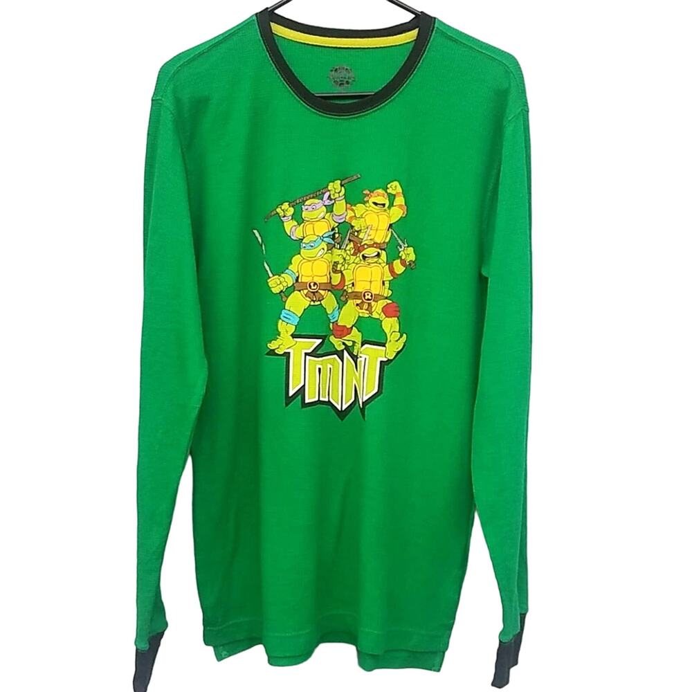 Teenage Mutant Ninja Turtles Green Thermal Shirt Long Sleeve Mens